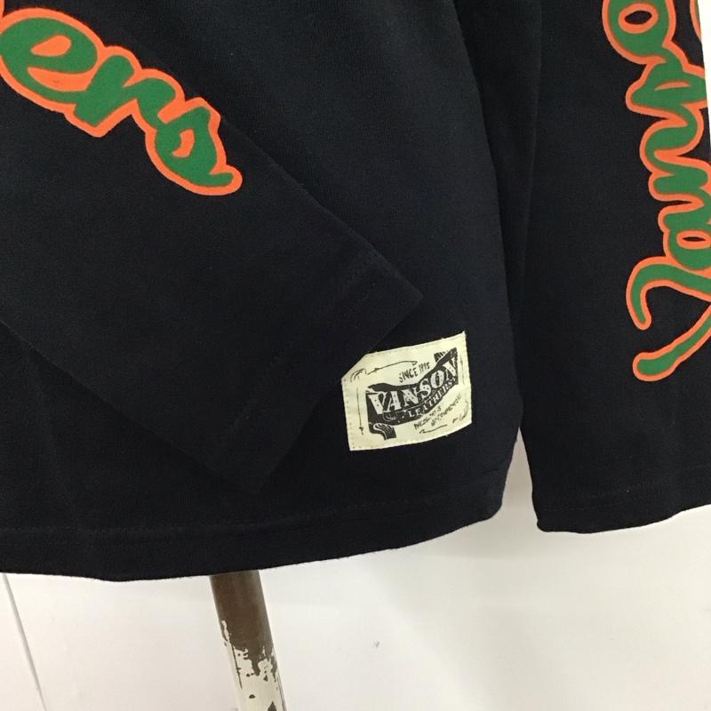 ヴァンソン VANSON Tシャツ 長袖 street track バックプリント ロンT 2 ロゴ、文字 黒 / ブラック /  レディース USED 古着 中古 10118236