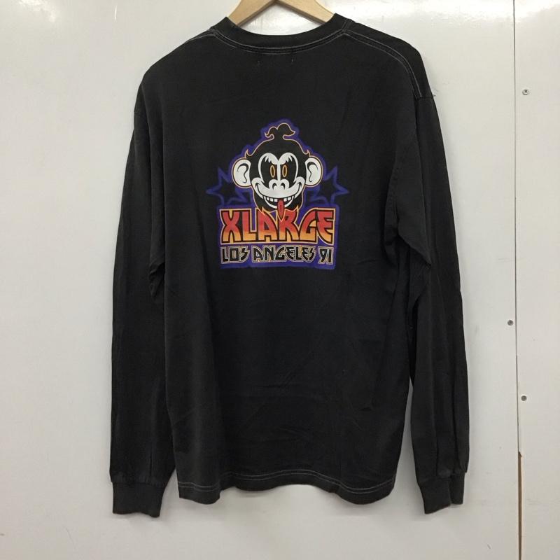 エクストララージ XLARGE カットソー 長袖 長袖カットソー プリントカットソー クルーネック M ロゴ、文字 黒 / ブラック /  メンズ USED 古着 中古 10139556