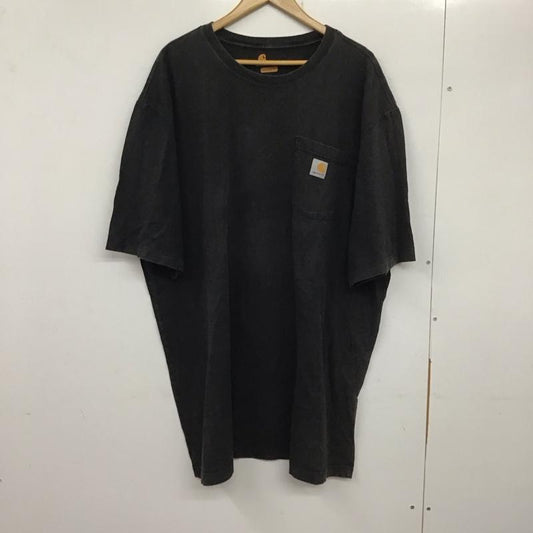 カーハート Carhartt Tシャツ 半袖 半袖カットソー プリントTシャツ クルーネックカットソー XXL ロゴ、文字 黒 / ブラック /  メンズ USED 古着 中古 10137671