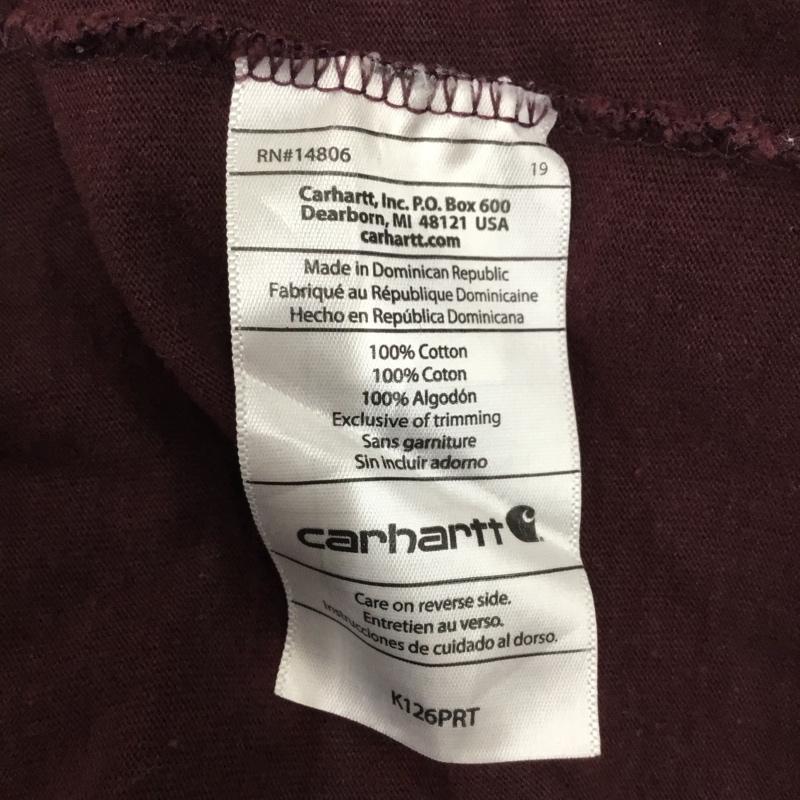 カーハート Carhartt カットソー 長袖 長袖カットソー クルーネックカットソー ロングスリーブカットソー プリントTシャツ XL ロゴ、文字 えんじ / ワインレッド /  メンズ USED 古着 中古 10118678