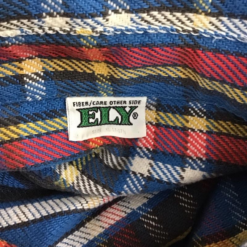 エリー ELY シャツ、ブラウス 長袖 XL チェック 青 / ブルー / X 白 / ホワイト / X 黒 / ブラック / X 赤 / レッド / X 黄 / イエロー /  メンズ USED 古着 中古 10111196