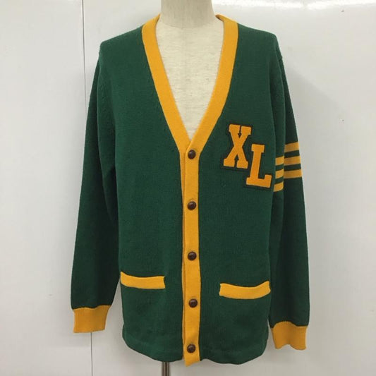 エクストララージ XLARGE カーディガン 長袖 長袖カーディガン 長袖カットソー ノーカラージャケット 前開カーディガン L ロゴ、文字 黄 / イエロー / X 緑 / グリーン /  メンズ USED 古着 中古 10110958