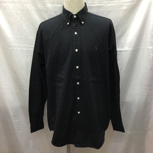 ラルフローレン RALPHLAUREN シャツ、ブラウス 長袖 長袖シャツ カラーシャツ 長袖カットソー M ロゴ、文字 黒 / ブラック /  メンズ USED 古着 中古 10115767