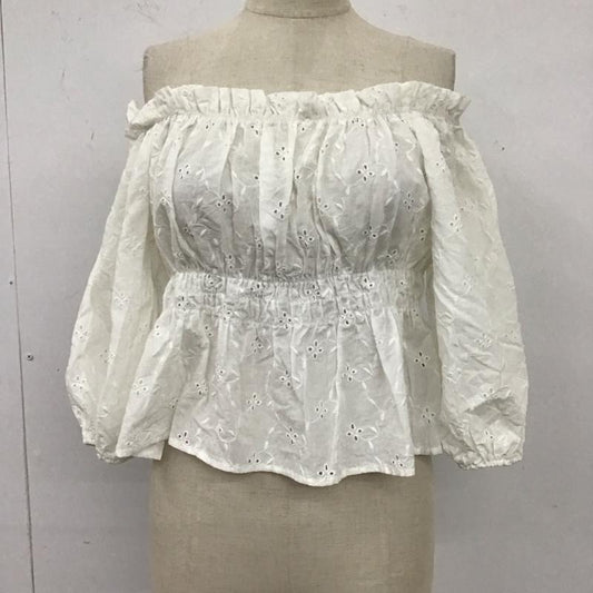 ザラ ZARA カットソー 半袖 3564 103 250 オフショルダー ギャザー S 刺繍 白 / ホワイト /  レディース USED 古着 中古 10121089