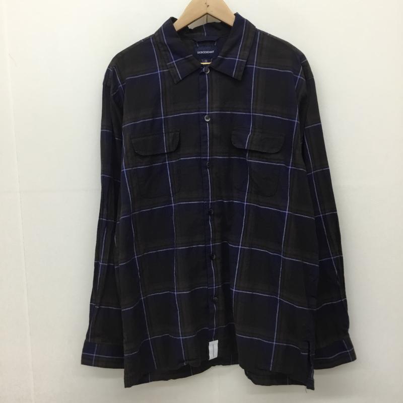 ディセンダント DESCENDANT シャツ、ブラウス 長袖 3 チェック 青 / ブルー /  メンズ USED 古着 中古 10134792