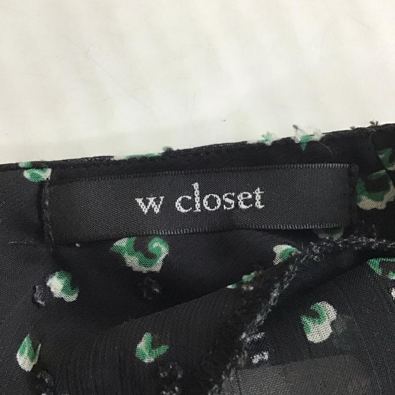 ダブルクローゼット w closet ワンピース ロングスカート 313273 半袖 シャーリング 総柄 黒 / ブラック /  レディース USED 古着 中古 10116478