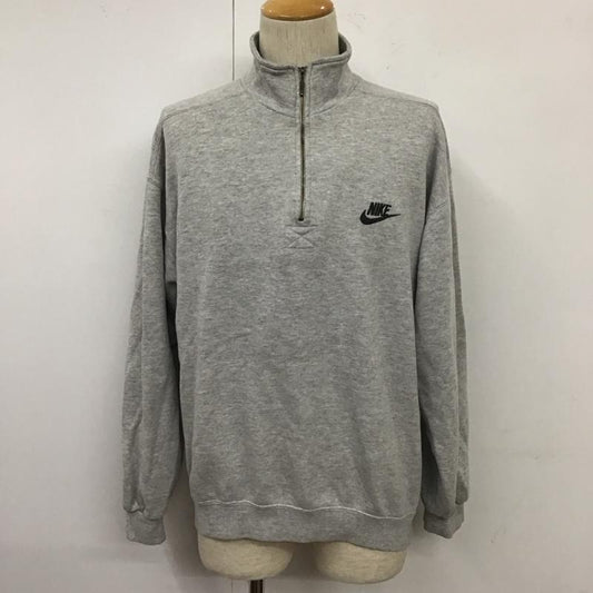 ナイキ NIKE トレーナー 長袖 長袖トレーナー スウェット 長袖カットソー ジップアップネックカットソー 90s M ロゴ、文字 灰 / グレー /  メンズ USED 古着 中古 10112059