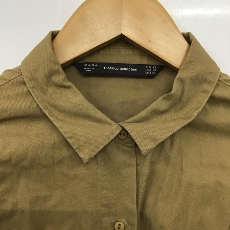 ザラ ZARA ワンピース ロングスカート 4530 801 704 シャツワンピース 長袖 XS 無地 茶 / ブラウン /  レディース USED 古着 中古 10145967