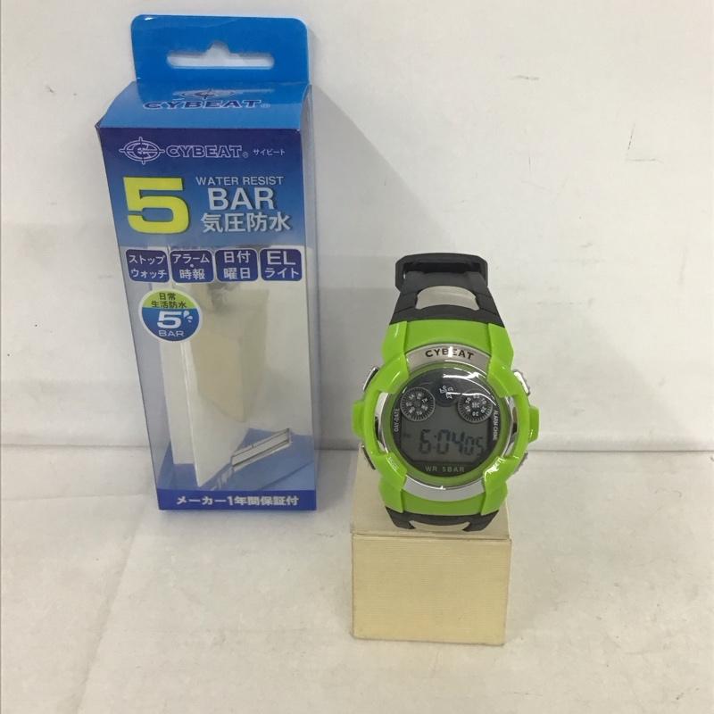 古着 USED 腕時計 デジタル CYBEAT PKG-1411RM 気圧防水 ストップウォッチ ロゴ、文字 黒 / ブラック / X 薄緑 / ライトグリーン /  メンズ USED 古着 中古 10134082