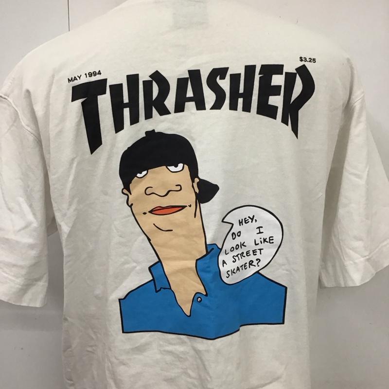 スラッシャー THRASHER Tシャツ 半袖 半袖カットソー プリントTシャツ クルーネックカットソー L プリント 白 / ホワイト /  メンズ USED 古着 中古 10124008