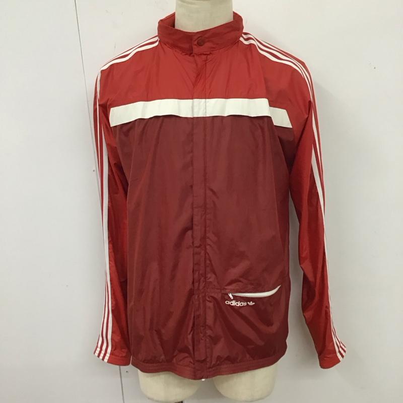アディダス adidas ジャケット、上着 ジャンパー、ブルゾン ジップアップジャケット ナイロンジャケット アウター ロゴ、文字 赤 / レッド /  メンズ USED 古着 中古 10125006