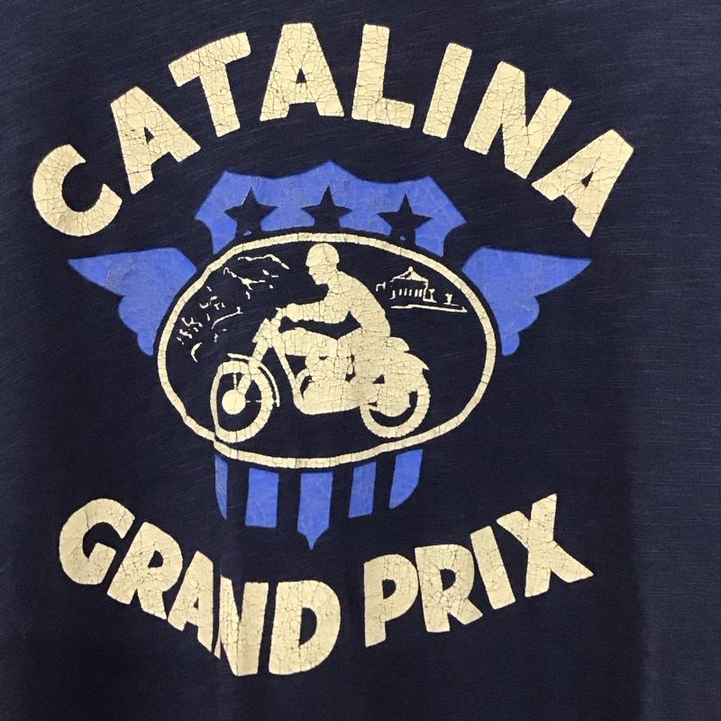 ジョンソン モータース Johnson Motors Inc. Tシャツ 半袖 半袖カットソー プリントTシャツ クルーネックカットソー M ロゴ、文字 紺 / ネイビー /  メンズ USED 古着 中古 10132354