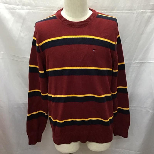 トミーヒルフィガー TOMMY HILFIGER ニット、セーター 長袖 長袖ニットカットソー クルーネックカットソー セーター ボーダーニットカットソー L ボーダー柄 マルチカラー / マルチカラー /  メンズ USED 古着 中古 10111325