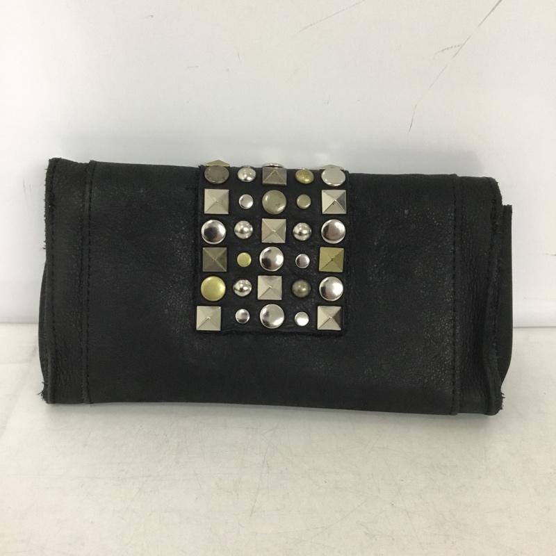 トレ TRES 財布 長財布 スタッズ 無地 黒 / ブラック /  レディース USED 古着 中古 10150710