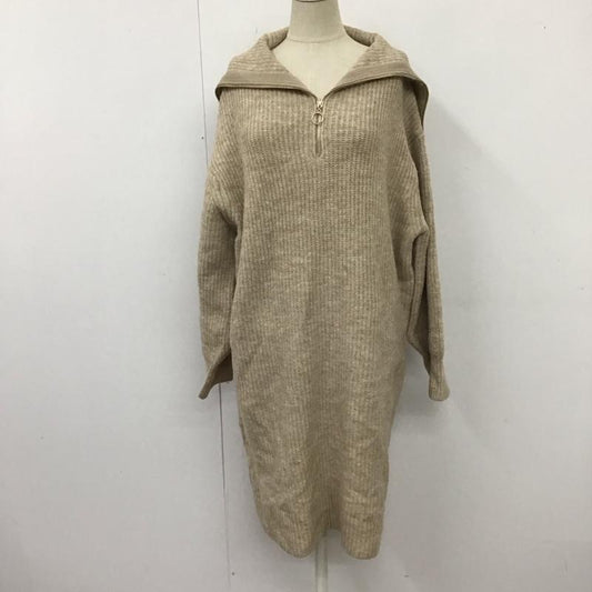 ナチュラルクチュール natural couture ワンピース ミニスカート 0322090890 ハーフZIPミニニットワンピース FREE 無地 ベージュ / ベージュ /  レディース USED 古着 中古 10115274