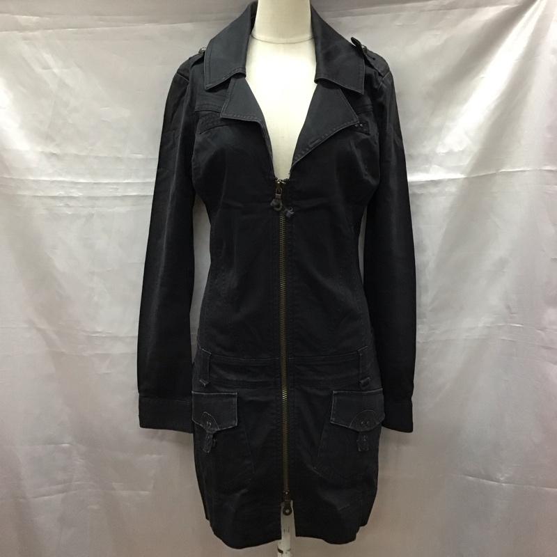 ディーゼル DIESEL ワンピース ひざ丈スカート ストレッチ ミリタリー 長袖 S 無地 黒 / ブラック /  レディース USED 古着 中古 10115467