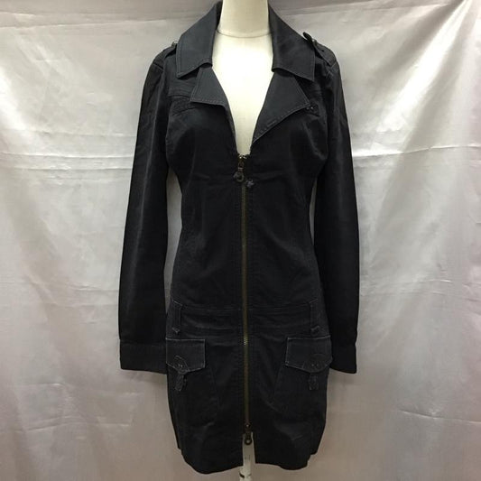 ディーゼル DIESEL ワンピース ひざ丈スカート ストレッチ ミリタリー 長袖 S 無地 黒 / ブラック /  レディース USED 古着 中古 10115467