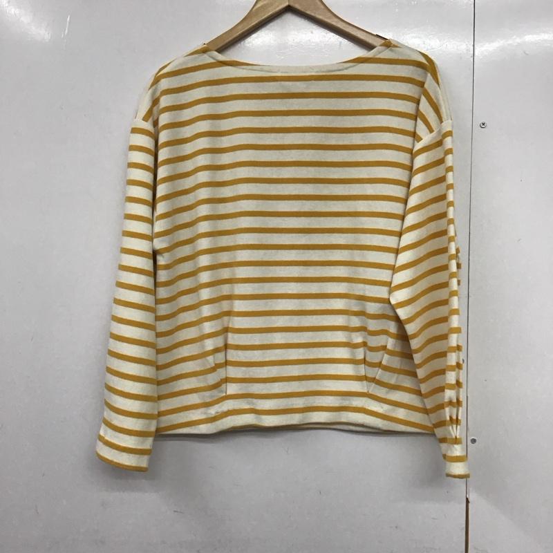 ニコアンド niko and... Tシャツ 七分袖 L ボーダー柄 白 / ホワイト / X 黄 / イエロー /  レディース USED 古着 中古 10141775