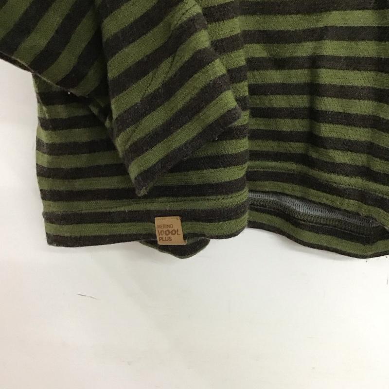 モンベル mont-bell カットソー 長袖 長袖カットソー クルーネックカットソー プリントカットソー M ボーダー柄 カーキ / カーキ /  メンズ USED 古着 中古 10142415