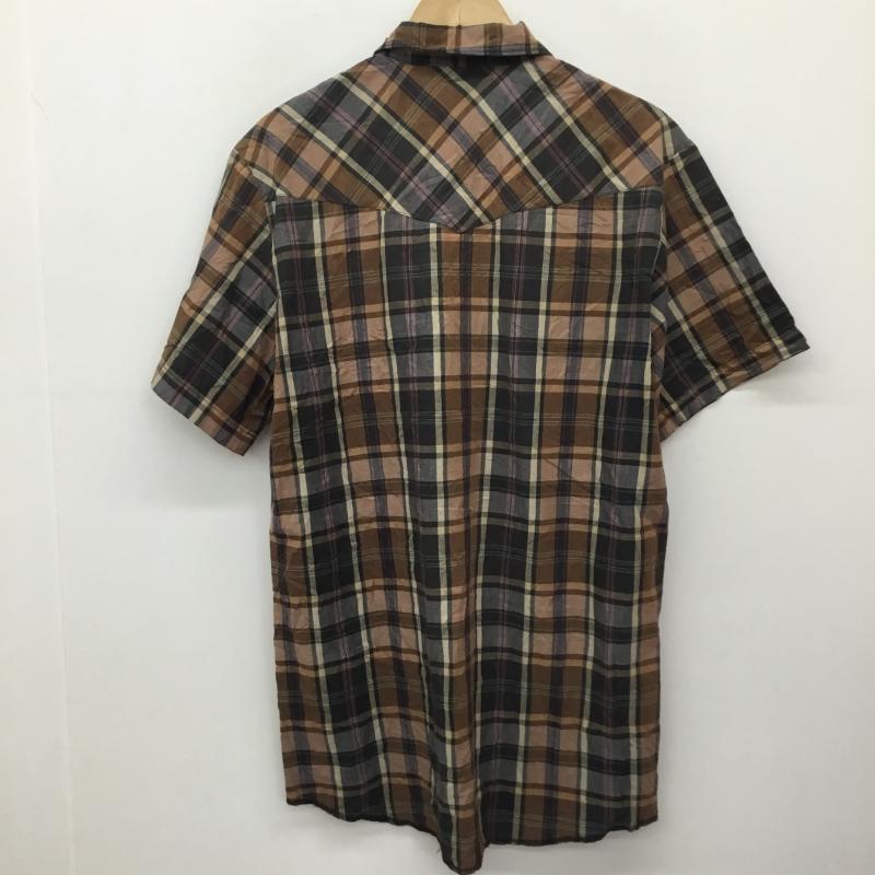 ラングラー Wrangler シャツ、ブラウス 半袖 L チェック 茶 / ブラウン /  メンズ USED 古着 中古 10133528