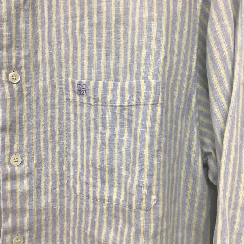 ジバンシィ GIVENCHY シャツ、ブラウス 長袖 長袖シャツ ストライプシャツ カラーシャツ ストライプ 黄 / イエロー / X 水色 / ライトブルー /  メンズ USED 古着 中古 10140692