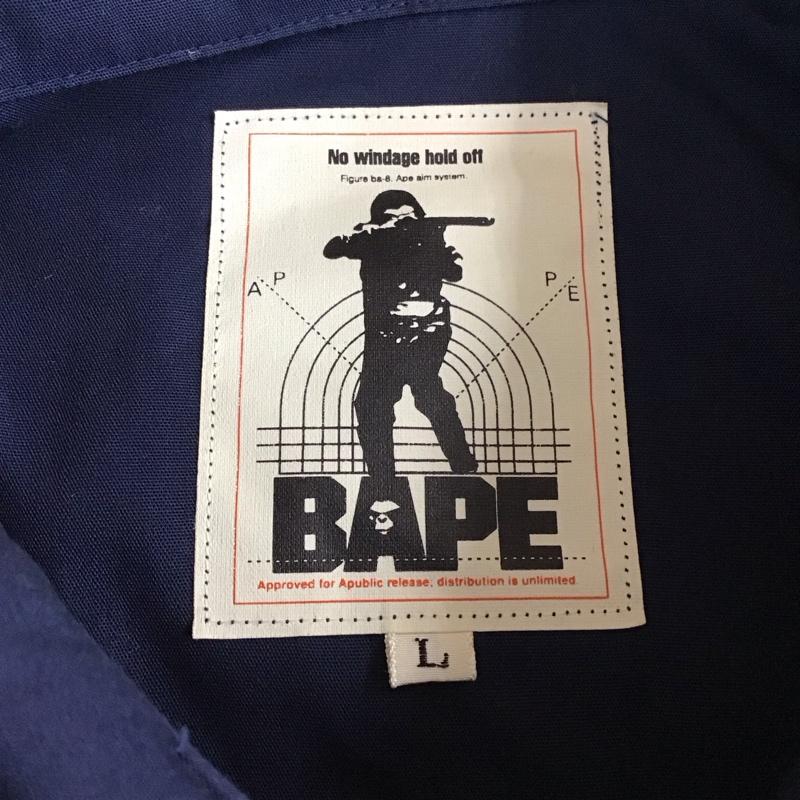 アベイシングエイプ A BATHING APE シャツ、ブラウス 長袖 ボーイスカウトシャツ L  紺 / ネイビー /  メンズ USED 古着 中古 10117972