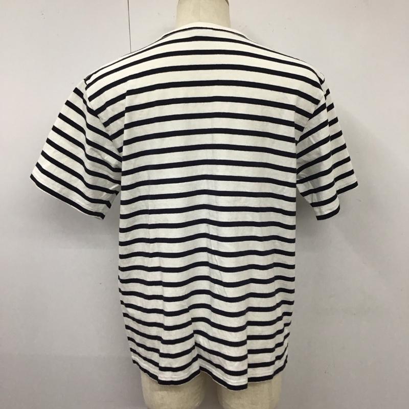 チャムス CHUMS Tシャツ 半袖 半袖カットソー プリントTシャツ クルーネックカットソー XL ボーダー柄 白 / ホワイト / X 紺 / ネイビー /  メンズ USED 古着 中古 10115715
