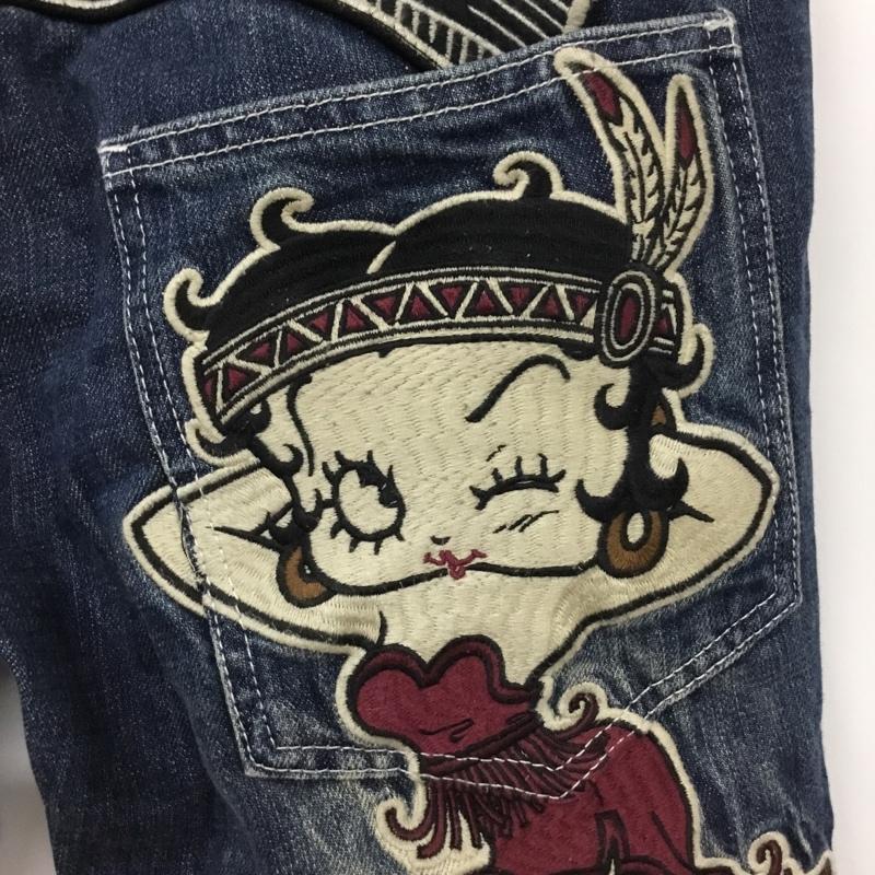 インディアン INDIAN パンツ デニム、ジーンズ デニムパンツ ストレートパンツ スリムパンツ カジュアルパンツ 28インチ ロゴ、文字 インディゴ / インディゴ /  メンズ USED 古着 中古 10120467