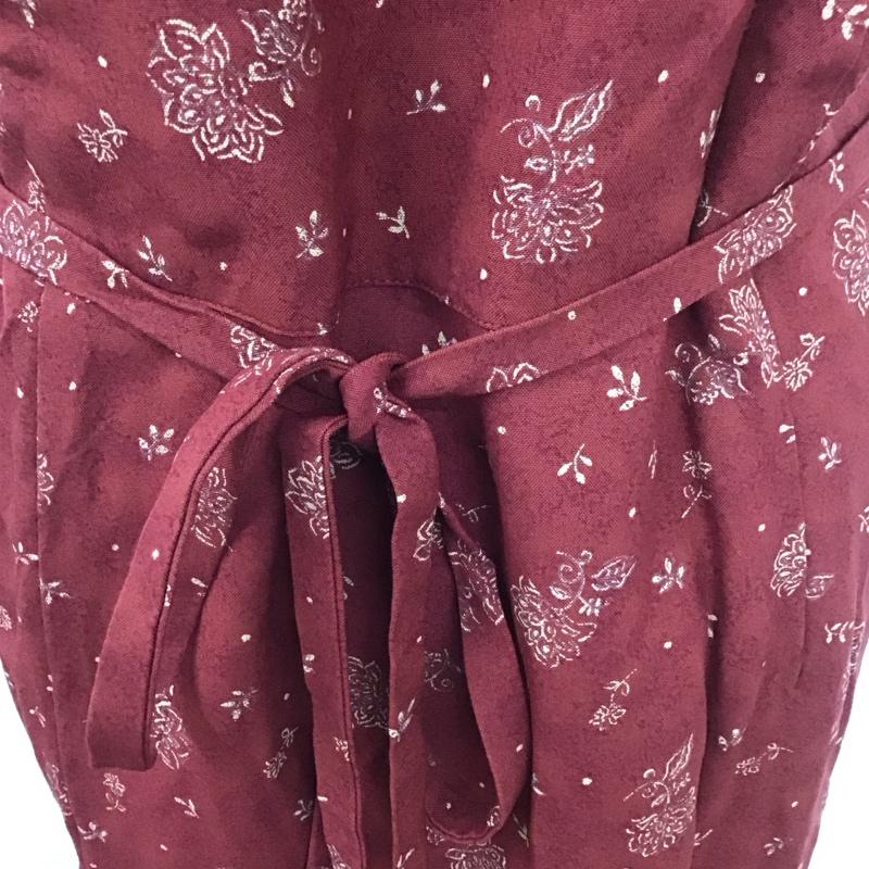 エディーバウアー Eddie Bauer ワンピース ロングスカート 半袖 前開き 90年代 2000年代 L 花柄 えんじ / ワインレッド /  レディース USED 古着 中古 10111074