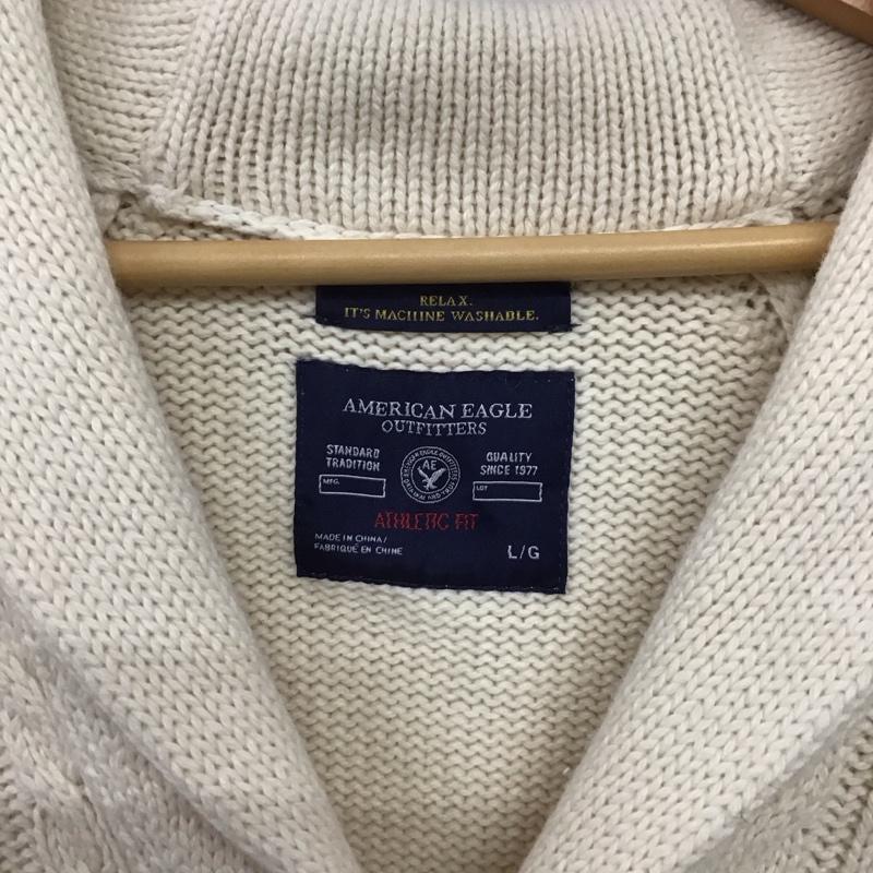 アメリカンイーグル AMERICANEAGLE カーディガン 長袖 長袖ニットカーディガン 前ボタン L 無地 白 / ホワイト /  メンズ USED 古着 中古 10143190