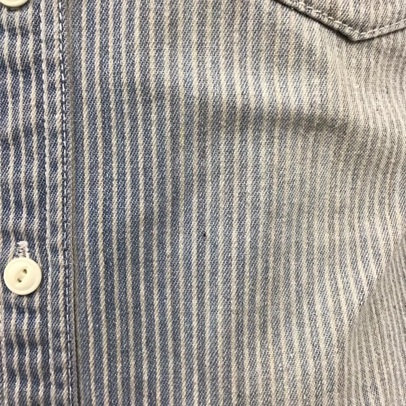 ヴァンソン VANSON シャツ、ブラウス 長袖 長袖シャツ カラーシャツ ポケットシャツ 長袖カットソー ストライプシャツ M ロゴ、文字 インディゴ / インディゴ /  メンズ USED 古着 中古 10120035