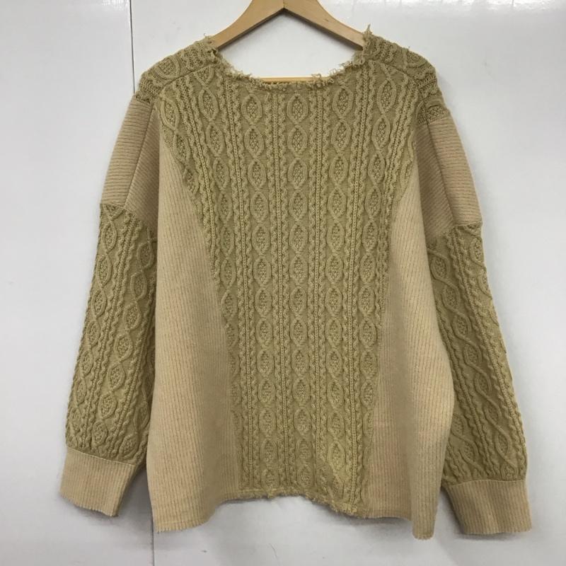アナザーエディション Anather Edition ニット、セーター 長袖 5612-199-2022 ケーブル×リブコンビPO 無地 ベージュ / ベージュ /  レディース USED 古着 中古 10130981