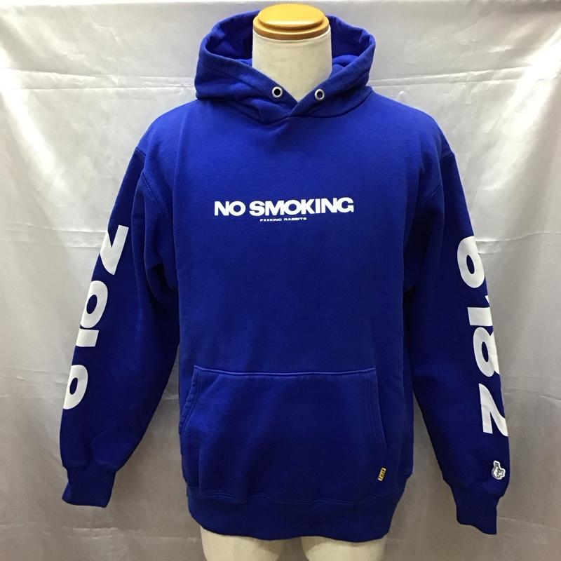 エフアールツー FR2 パーカー 長袖 プルオーバー 裏起毛 スリーブロゴ バックプリント NO SMOKING L ロゴ、文字 青 / ブルー /  メンズ USED 古着 中古 10112391