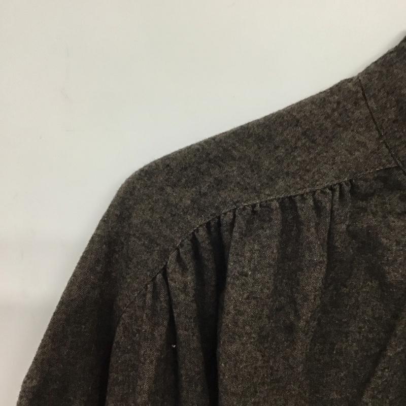 サマンサモスモス Samansa Mos2 ワンピース ロングスカート 1105125 長袖 シャツワンピース スタンドカラー フリル FREE 無地 ダークブラウン / ダークブラウン /  レディース USED 古着 中古 10142228