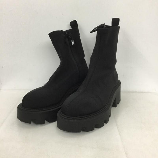 ザラ ZARA ブーツ 一般 3125 010 800 EU37 無地 黒 / ブラック /  レディース USED 古着 中古 10139446