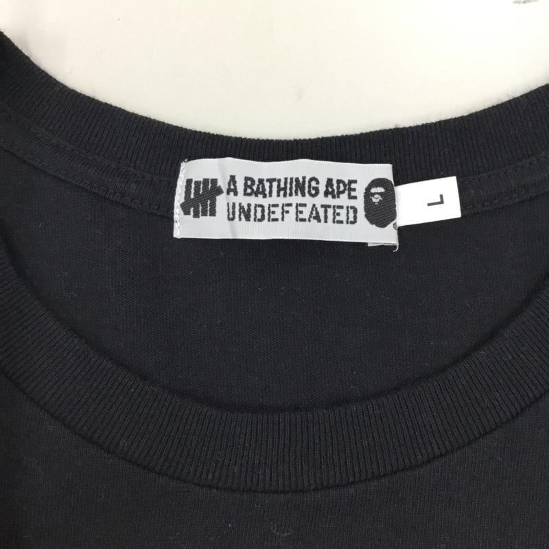 アベイシングエイプ A BATHING APE Tシャツ 半袖 半袖カットソー プリントTシャツ クルーネックカットソー L ロゴ、文字 黒 / ブラック /  メンズ USED 古着 中古 10121094