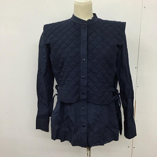 ザラ ZARA シャツ、ブラウス 長袖 長袖シャツ 無地シャツ ノーカラーシャツ M 無地 紺 / ネイビー /  レディース USED 古着 中古 10125195