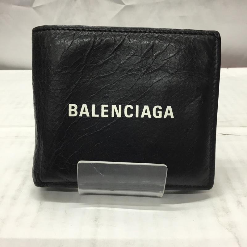 バレンシアガ BALENCIAGA 財布 二つ折り 487435 レザー 箱有 ロゴ、文字 黒 / ブラック /  メンズ USED 古着 中古 10113528