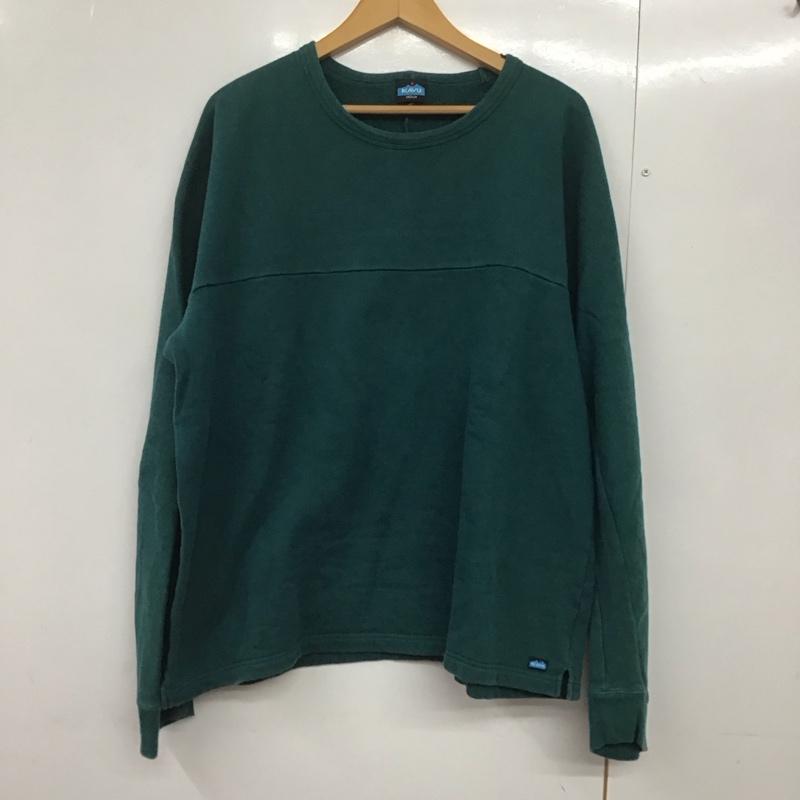 カブー KAVU トレーナー 長袖 19821309 スウェット 裏起毛 M ロゴ、文字 緑 / グリーン /  メンズ USED 古着 中古 10144087