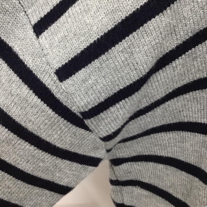 ザラ ZARA ニット、セーター 長袖 クルーネック L ボーダー柄 灰 / グレー / X 紺 / ネイビー /  レディース USED 古着 中古 10121877