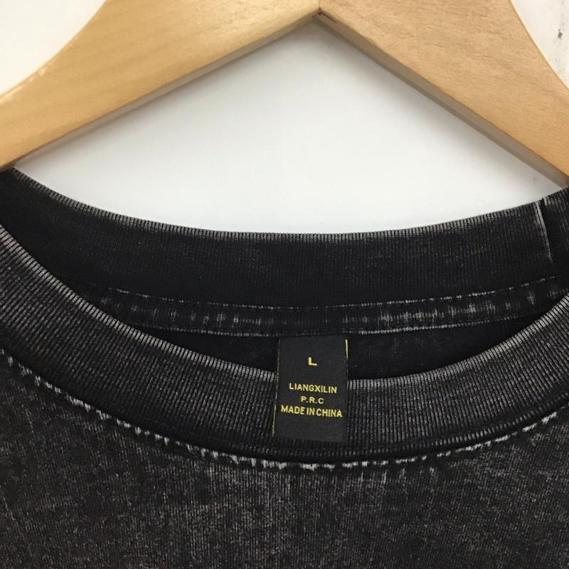 古着 USED カットソー 長袖 長袖カットソー プリントカットソー クルーネック 古着 L プリント 黒 / ブラック /  メンズ USED 古着 中古 10134934