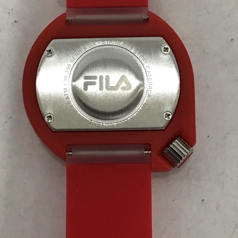 フィラ FILA 腕時計 アナログ（クォーツ式） 38-199 シリコンベルト 箱有 ロゴ、文字 赤 / レッド /  レディース USED 古着 中古 10134429