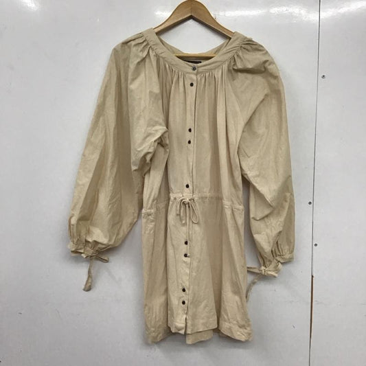 ザラ ZARA ワンピース ロングスカート 長袖シャツロングワンピース 前開 フレアスカート M 無地 ベージュ / ベージュ /  レディース USED 古着 中古 10135415