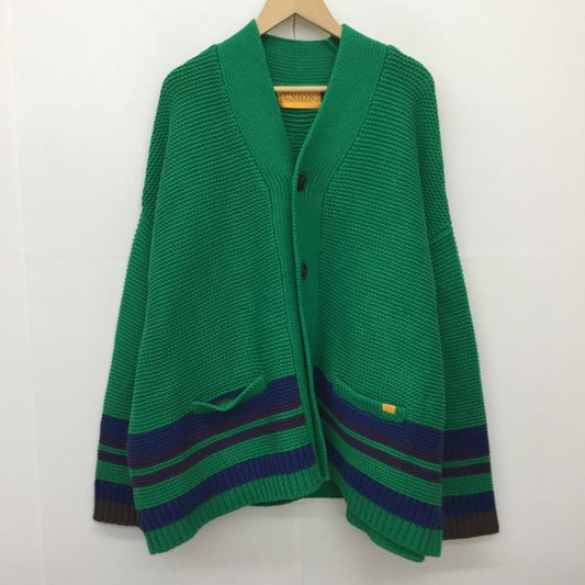 ユニオン UNION カーディガン 長袖 WHEATLEY CARDIGAN FREE ボーダー柄 緑 / グリーン /  メンズ USED 古着 中古 10145814