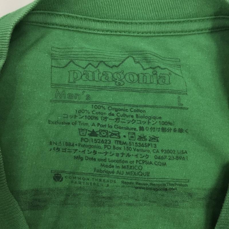 パタゴニア patagonia Tシャツ 半袖 半袖カットソー プリントTシャツ クルーネックカットソー L ロゴ、文字 緑 / グリーン /  メンズ USED 古着 中古 10116712