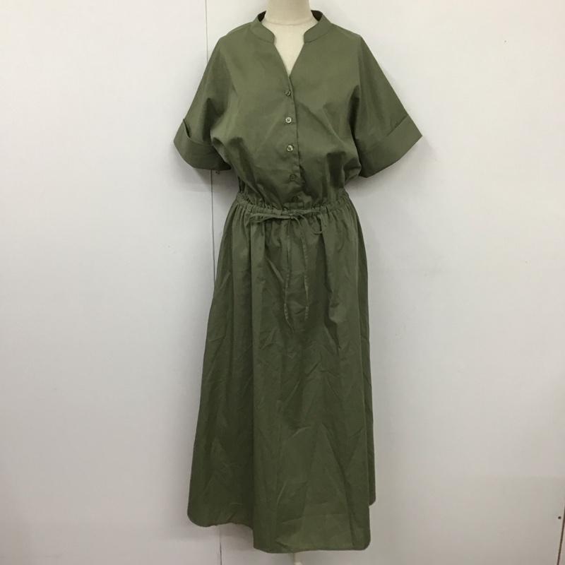 ビームス ハート BEAMS HEART ワンピース ロングスカート 43-26-0037-152 スキッパー ドロスト ワンピース 半袖 無地 カーキ / カーキ /  レディース USED 古着 中古 10115492