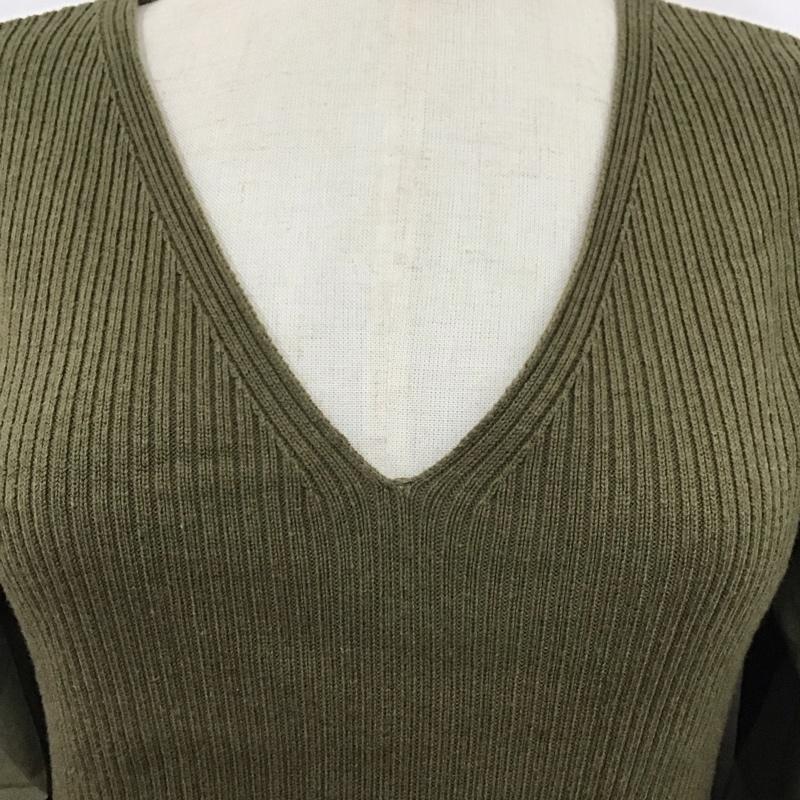 マウジー MOUSSY ワンピース ロングスカート 010EA270-6380 WOVEN DOCKING KNIT DRESS ニットワンピース FREE 無地 カーキ / カーキ /  レディース USED 古着 中古 10120765