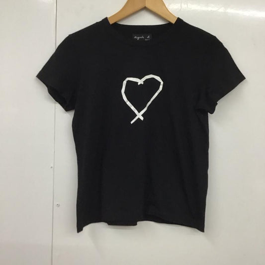アニエス・ベー agnes b. Tシャツ 半袖 プリント 黒 / ブラック /  レディース USED 古着 中古 10130303