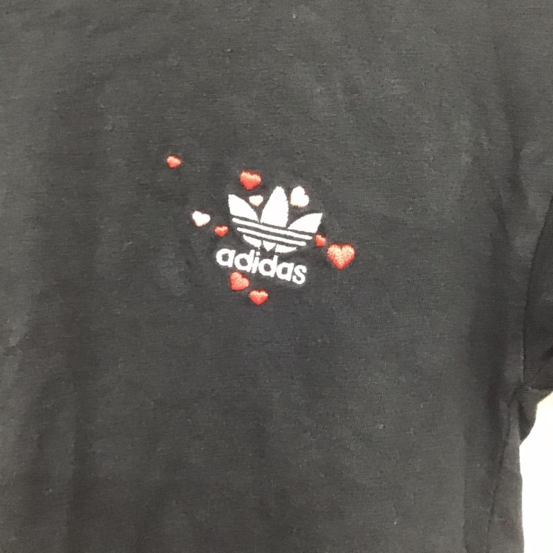 アディダス adidas Tシャツ 半袖 GK7172 ハート 刺繍 ロゴ 3ライン M ワンポイント 黒 / ブラック /  レディース USED 古着 中古 10139126