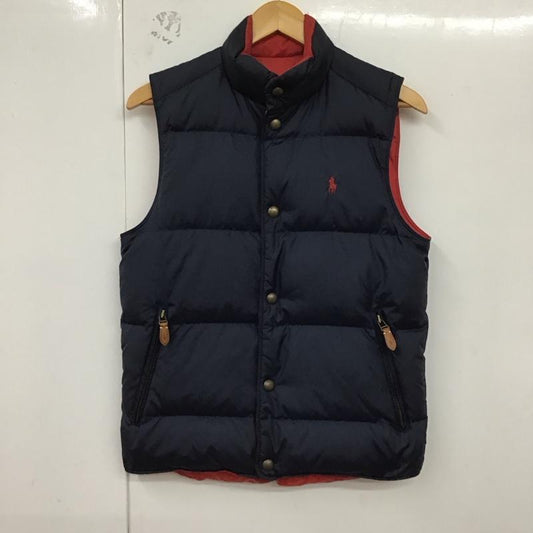 ラルフローレン RALPHLAUREN ベスト ベスト ダウンベスト ノースリーブ 前ボタン リバーシブル XS ロゴ、文字 紺 / ネイビー /  メンズ USED 古着 中古 10129567
